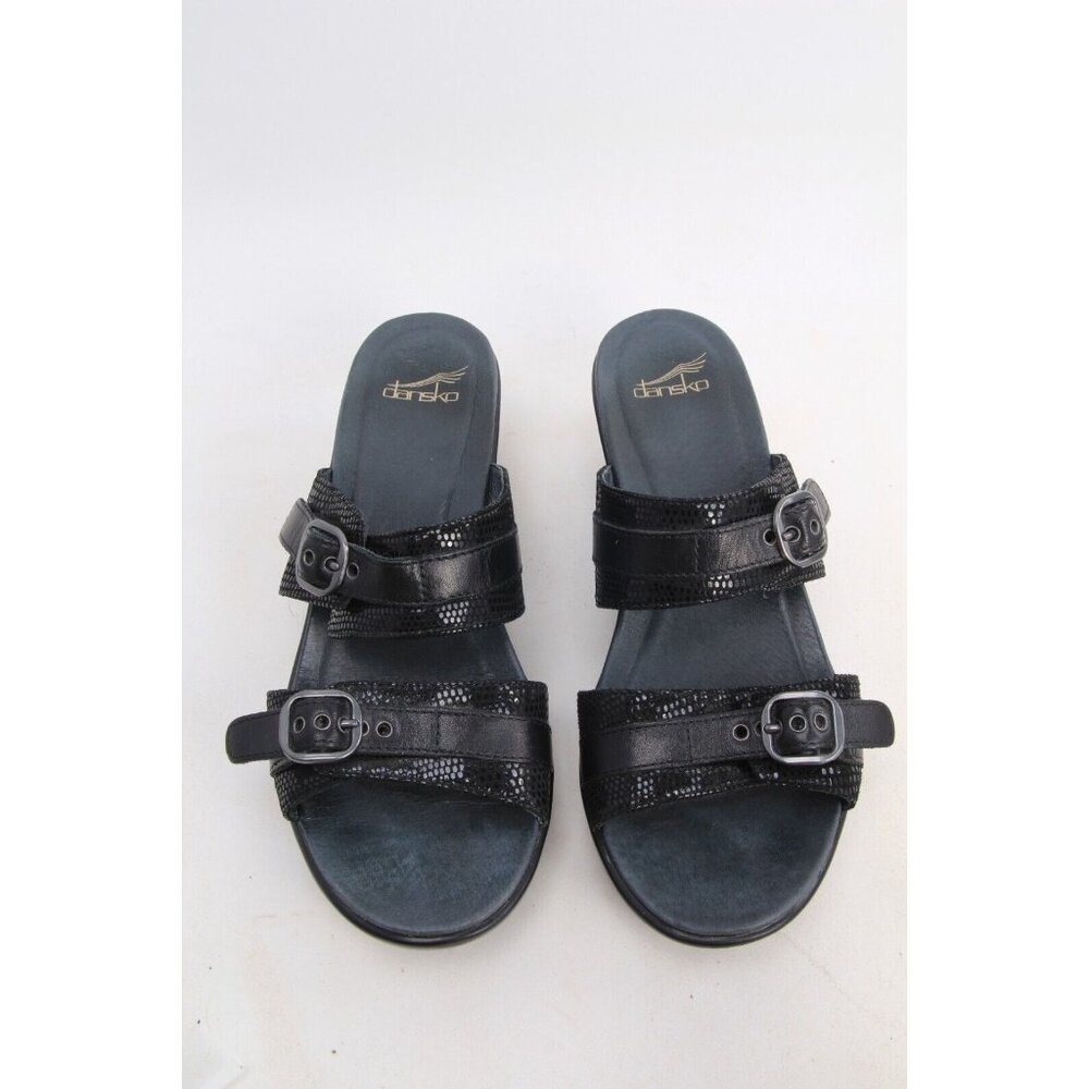 Dansko Jessie Black Leather Slip On Sandals Shoes EU 40 US Women's 9.5-10 - Picture 2 of 14